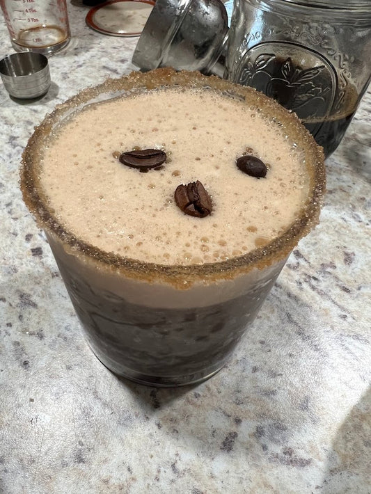 Espresso Martini with Espresso on the Rocks Rimming Sugar